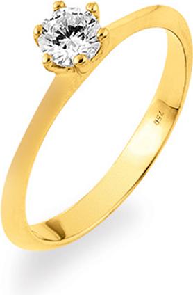 Produktbild Natsumi Schmuck Ring Solitaire Gelbgold 18K/750 mit Zirkonia (53, 750/18 K Gold)