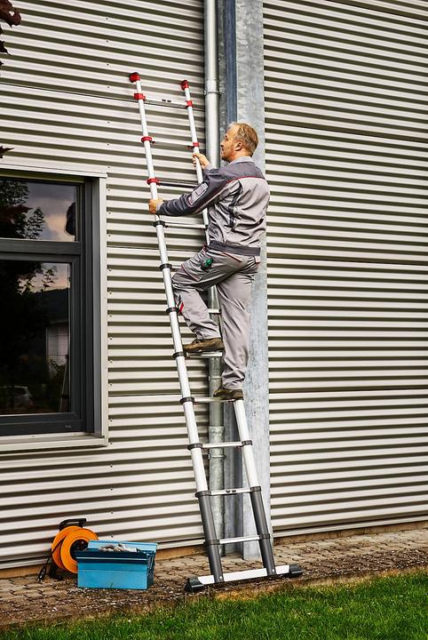 Produktbild Hailo FlexLine, Alu-Sicherheits-Teleskopleiter, 11 Sprossen (Anlegeleiter, 99 cm)