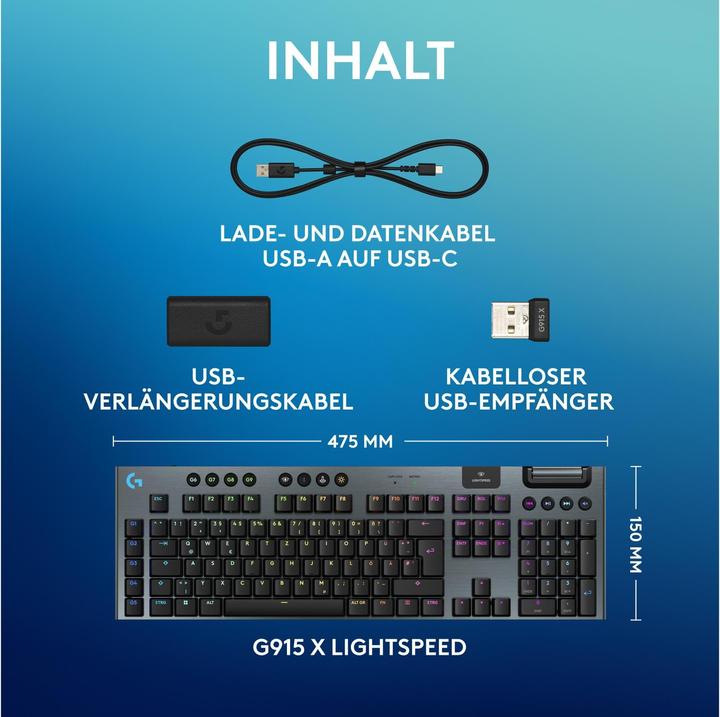 Actual product image Logitech G G915 X Lightspeed (CH, Wireless, Cable)