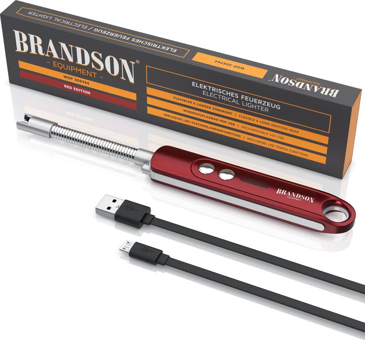 Image du produit Brandson Briquet électrique, briquet à arc, allume-bougie, rechargeable par USB, pour bougies, barbecues