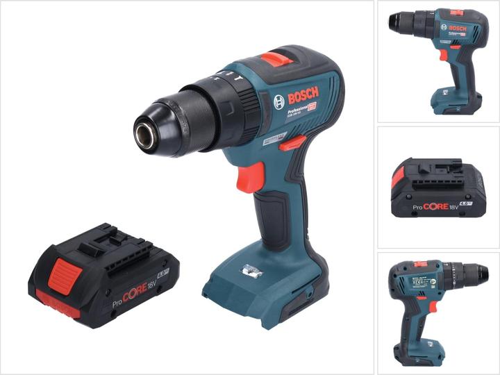 1x Bosch GSB 18V-55 Professional Akku Schlagbohrschrauber 18 V, 1x Bosch GBA 18 V 4,0 Ah ProCORE Akku (1600A016GB)