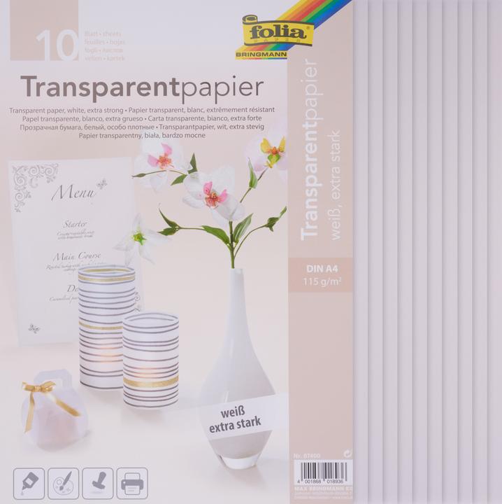 Produktbild Folia Transparentpapier extra stark weiss (115 g/m², A4, 10 x)