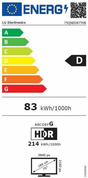 Energie-Label LG 75QNED87T6B (75", QNED87, QNED, 4K, 2024)