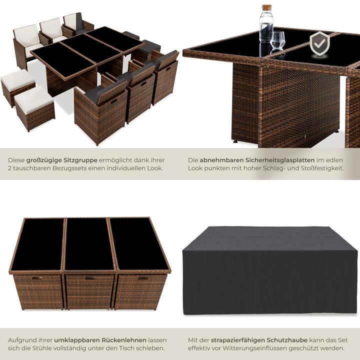 Actual product image tectake Rattan garden furniture set New York with protective cover, variant 2 (178 cm)