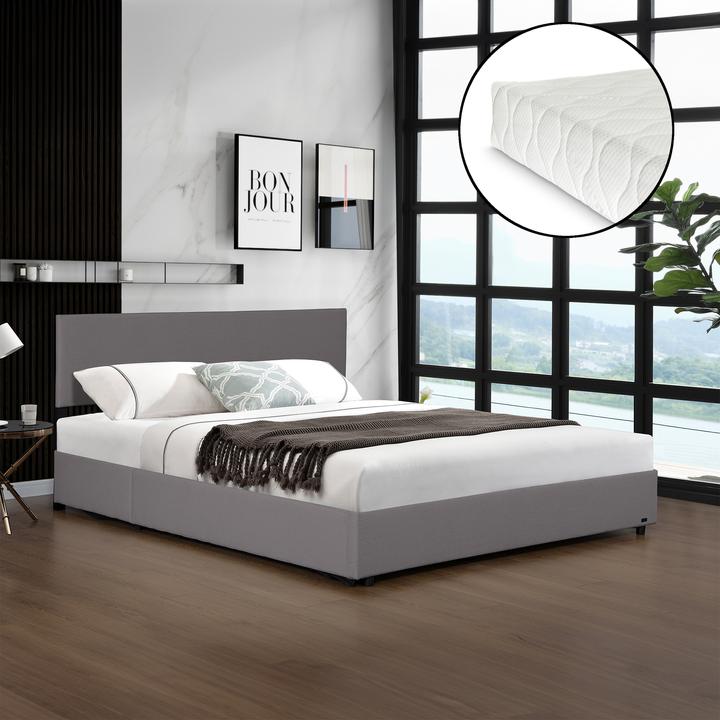 Image du produit Corium Polsterbett Juva mit Matratze und Bettkasten 180x200 cm Grau (180 x 200 cm)