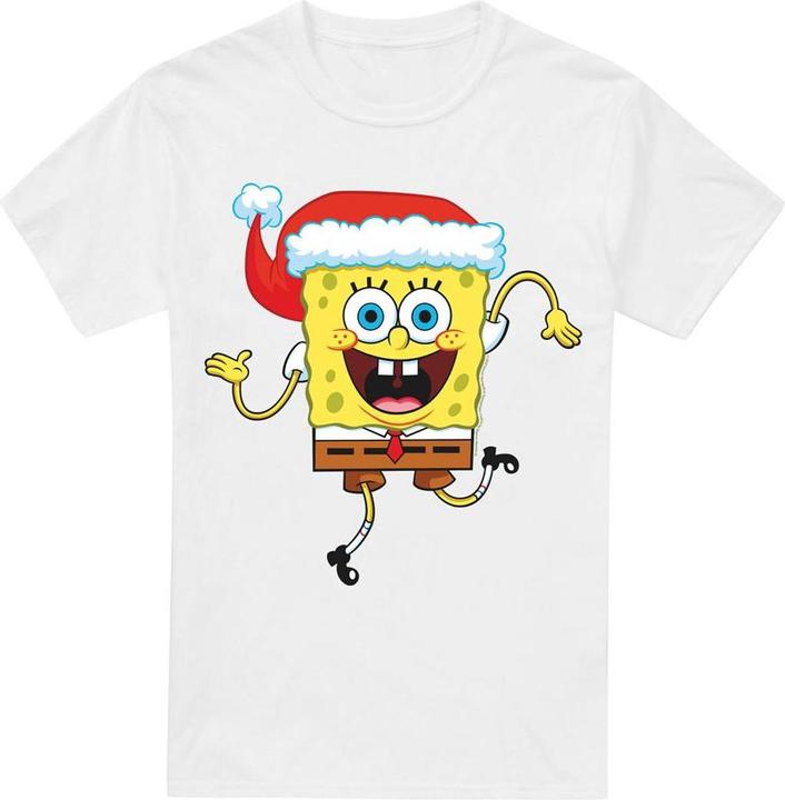 Actual product image Spongebob Squarepants Mens Santa Hat Christmas T-Shirt (S)