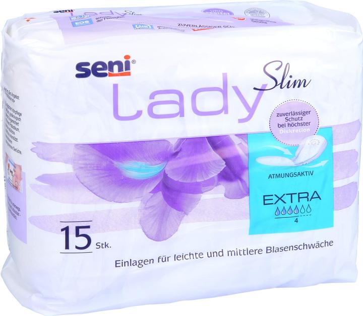 Immagine prodotto Seni Lady Slim Extra Einlage atmungsaktive anatomische 14x29.5cm 4 Tropfen (15 x)