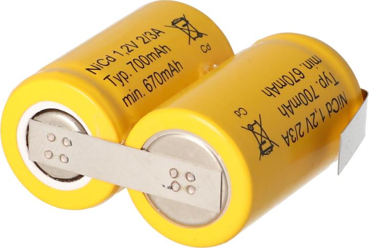 Produktbild AccuCell Akku 2/KR-600AE 2/3 A Cadnica mit Lötfahne U-Form (1 Stk., 600 mAh, Ladegerät ohne Akku)