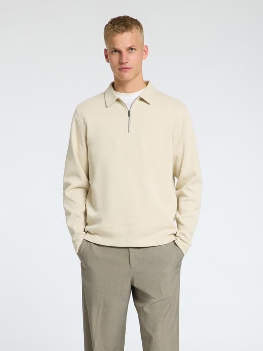 Selected Homme Geripptes Half-Zip Langarm-Poloshirt (S)