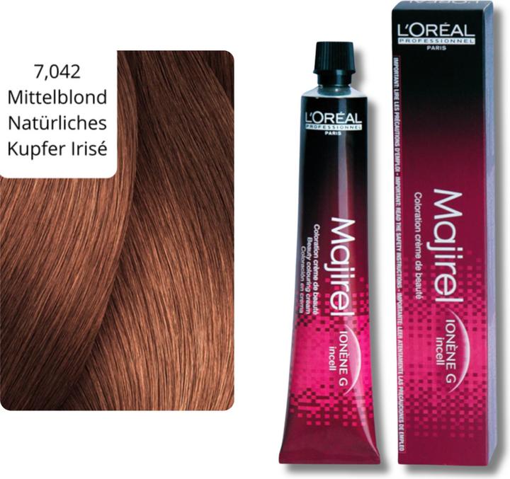 Actual product image L'Oréal Professionnel Majirel hair color (7,042 Medium blond Natural copper Irisé)
