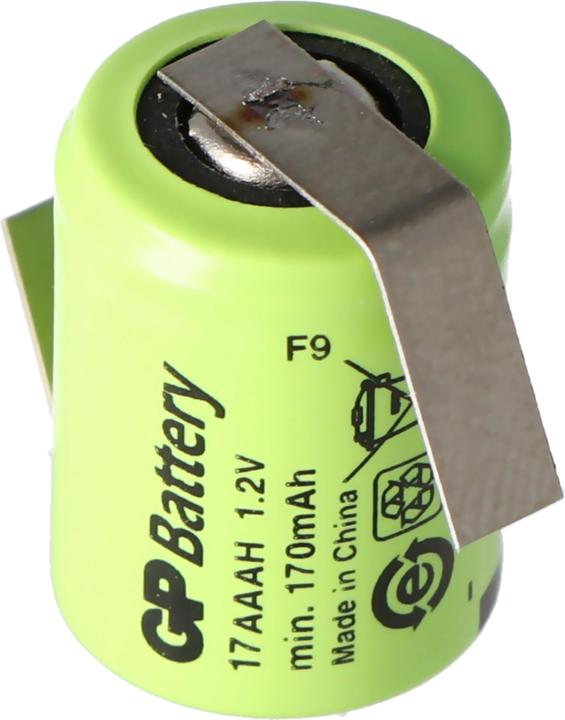 Immagine prodotto AccuCell Batteria KAN 1/3AAA Micro con etichetta a saldare a Z (1 pz., 1/3 AAAA, 150 mAh, Batteria + Caricabatterie)