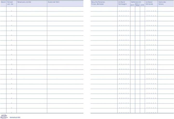 Actual product image Avery Zweckform 223-10 DIN A5 Driver's logbook Number of sheets: 40 White 10 pcs. (40 x)