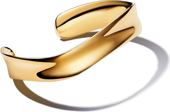 Pandora Organic moulded wide open bangle (16 cm, Gold plated, Metal)