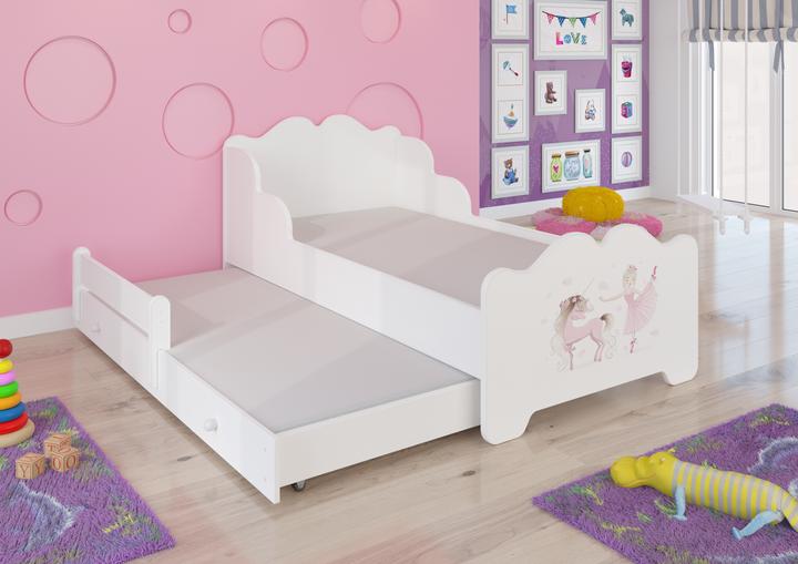 Immagine prodotto ADRK Furniture Letto matrimoniale con materassi XIMENA II BALLERINA CON UNICORN 160x80 (160 x 80 cm)