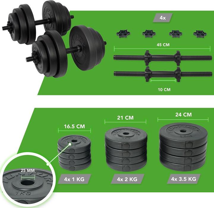 Actual product image Tunturi Vinyl Kurzhantelset (4 x 3.5 kg, 4 x 2 kg, 4 x 1 kg)