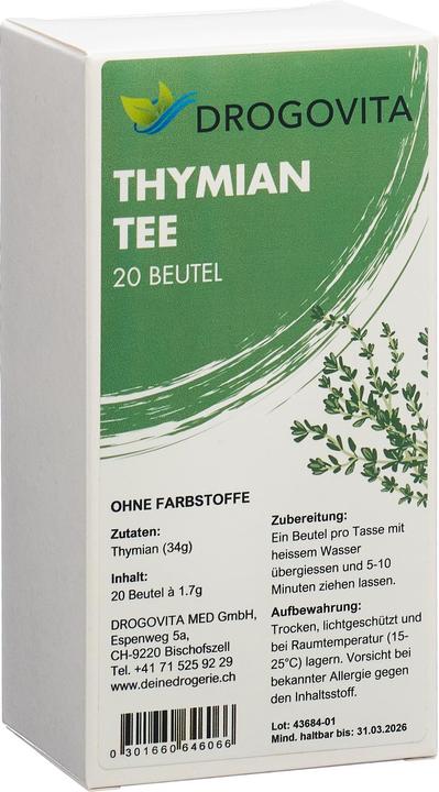 Immagine prodotto Drogovita Tè al timo Btl 20 Capsule (62 g)