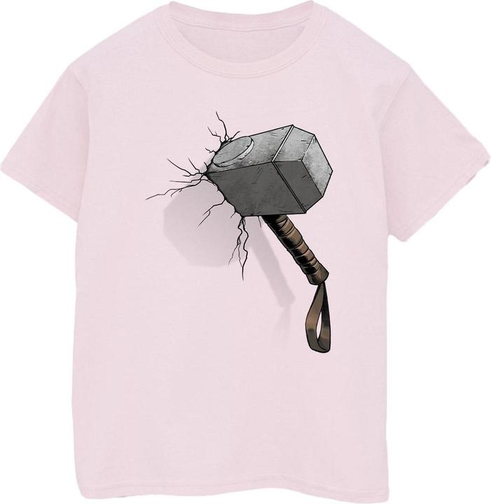 Actual product image Marvel Womens/Ladies Thor Hammer Crack Cotton Boyfriend T-Shirt (L)
