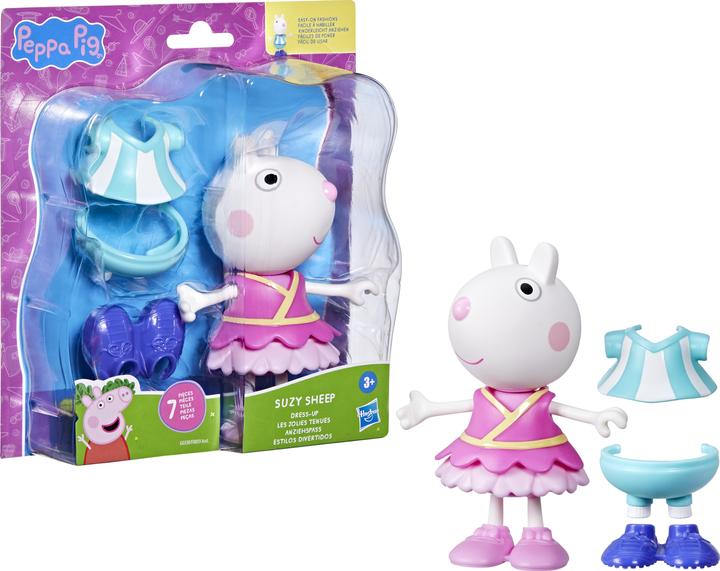 Actual product image Hasbro Peppa Pig Suzy Sheep-Up Figure with 6 Easy-On Fashion Accessories, 6-Inch Doll, Preschool Toys for G