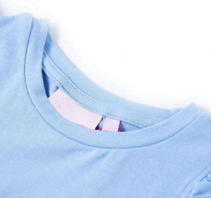 Produktbild VidaXL Kinder-T-Shirt mit Rüschenärmeln Hellblau 128,Material (128)
