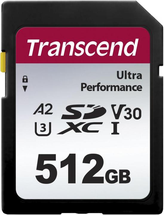 Transcend Carte SD SDXC SDC340S 160/90 Mo/s (512 Go, SDXC, U3, UHS-I)