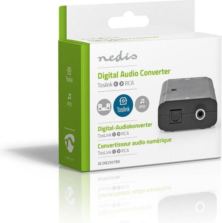 Actual product image Nedis Digital Audio Converter 2-way connections - Input: 1x S / PDIF (RCA) jack / 1x TosLink jack (0.05 m, Optical)