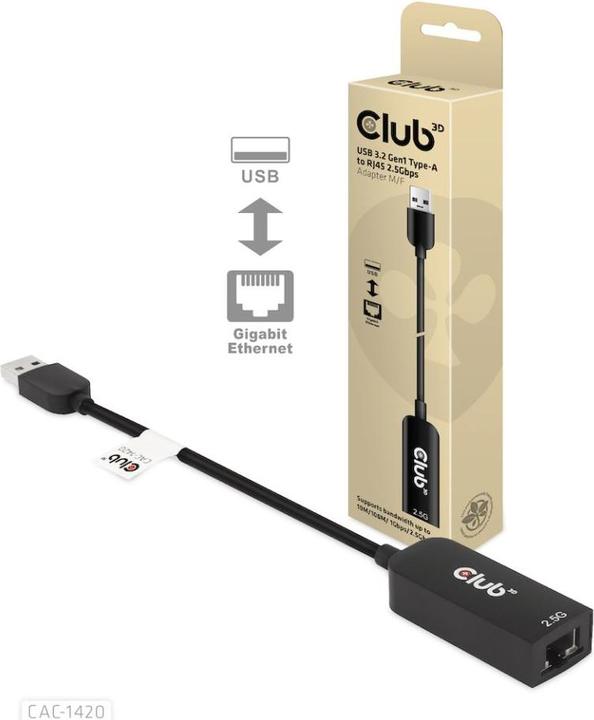 Produktbild Club 3D USB 3.2 Gen1 Typ A auf RJ45 (USB-C 3.2 Gen 1, RJ45 (1x))