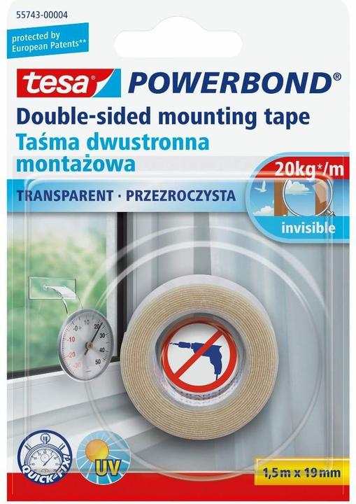 Productafbeelding tesa Dubbelzijdige Tape Transparant 1,5mx19mm (95 mm)