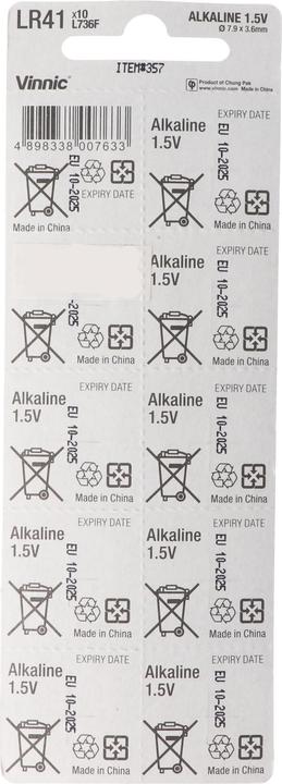 Actual product image Vinnic LR41 (10 pcs., LR41, 43 mAh)