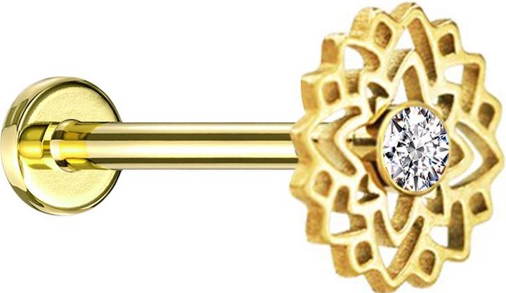 Star Piercing Flared Tunnel schwarz Totenkopf mit Schlange links (Chirurgenstahl 316L, ohne Messing)