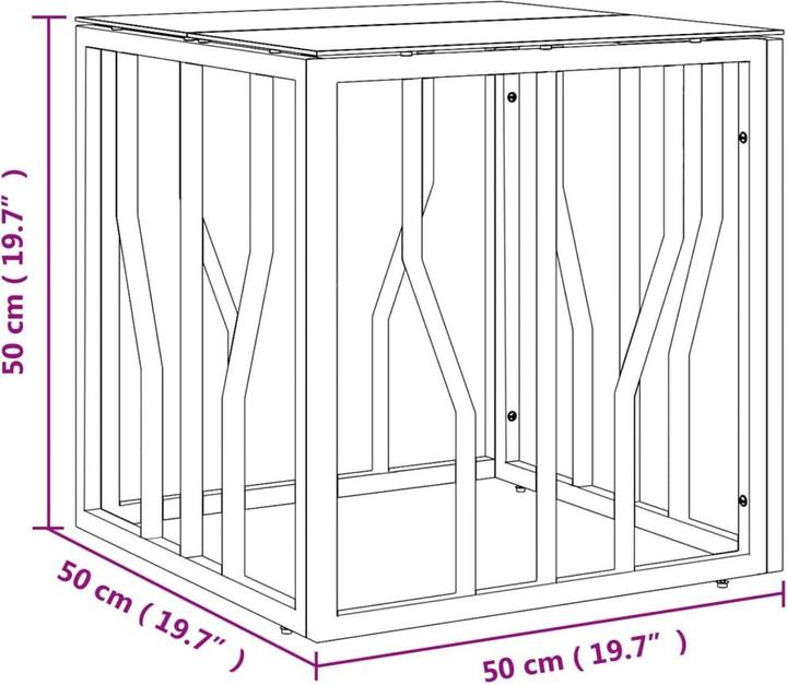 Produktbild VidaXL Couchtisch Silbern 50x50x50 cm Edelstahl und Glas (50 x 50 x 50 cm)