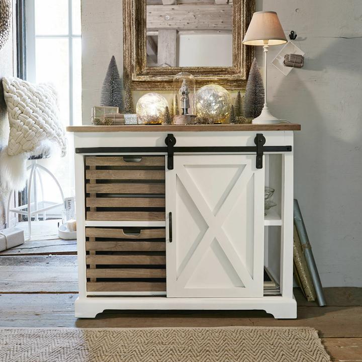 Actual product image Loberon Chest of drawers Bastid white / brown (100 x 40 x 85 cm)