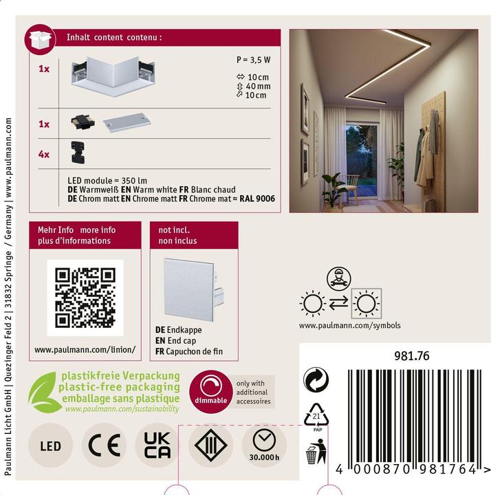 Immagine prodotto Paulmann Lichtkanalsystem Linion Lichtkanal Ecke (350 lm)
