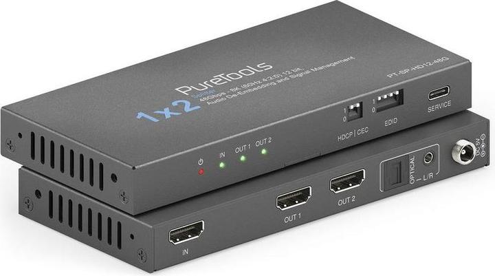 Produktbild Purelink PureTools - 1x2 HDMI2.1 Splitter - 48Gbps - 8K (60Hz 4:2:0) 12 bit, Audio De-Embedding und Signal M