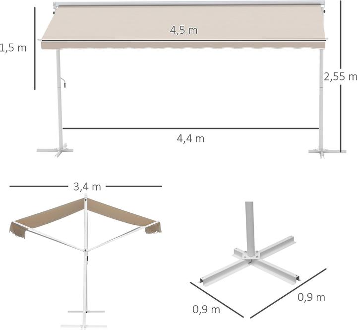 Actual product image Outsunny Garden awning with crank (3.42 m)