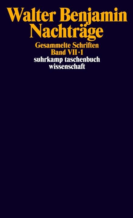 Produktbild Gesammelte Schriften 7 1/2. Nachträge (Deutsch, Walter Benjamin, 1991)