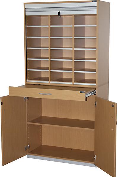 Produktbild eurokraft pro Sortierschrank mit Rollladen und Sortiertisch (91.5 x 44 x 186.5 cm)