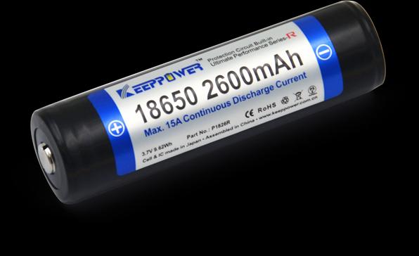 Immagine prodotto Keeppower Batteria R 18650 protetta (polo positivo sollevato) (1 pz., 18650, 2600 mAh)