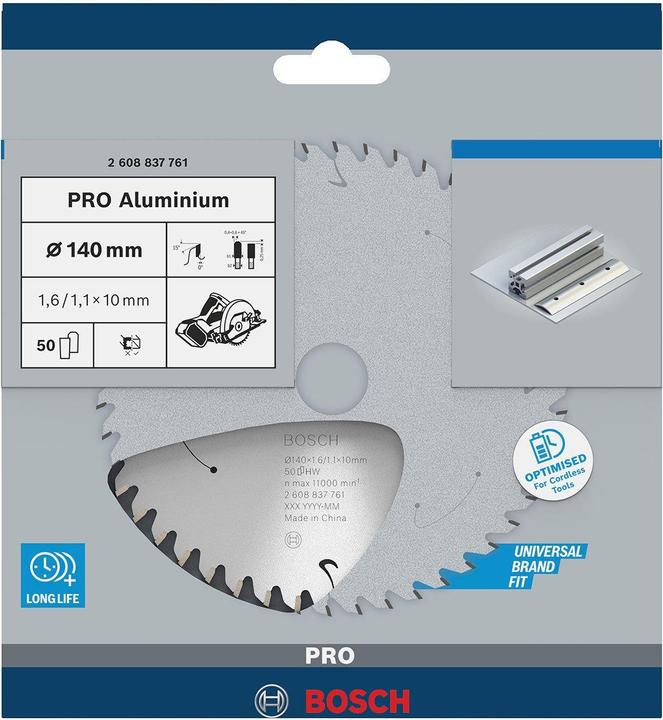 Actual product image Bosch Professional Zubehör PRO Aluminium cordless circular saw blade, 140 x 1.6 x 10 mm