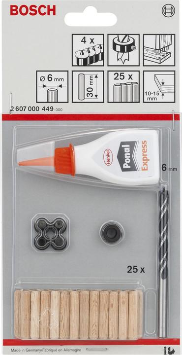 Actual product image Bosch Professional Zubehör Dowel set Accessories 30 mm 6 m (32 pcs.)