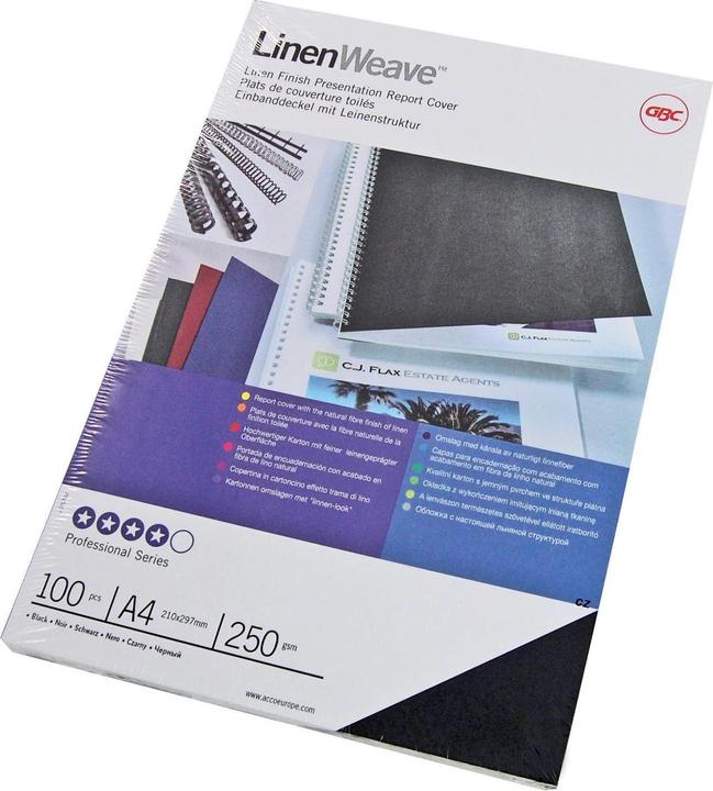 Actual product image GBC LinenWeave - Cardboard A4 100 pcs - black