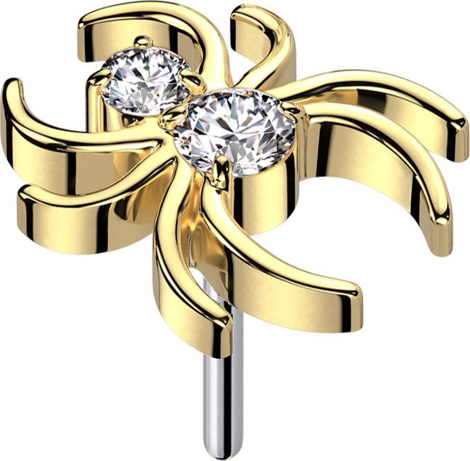 Image du produit Star Piercing Threadless araignée plaqué or cristaux argent (Titane G23, sans laiton)