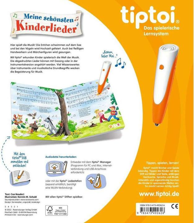 Actual product image tiptoi M. schönsten Kinderlieder-H22 (German, Kerstin M. Guilt, Cee Neudert, 2022)
