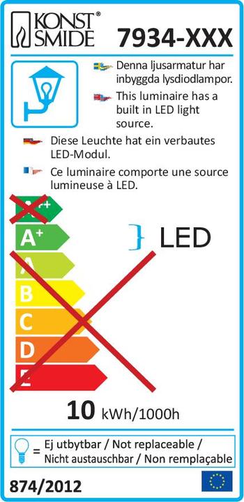 Energy Label Konstsmide LED Outdoor Wall Light 9W Warm (690 lm, IP54)