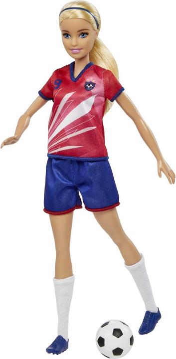 Produktbild Barbie Fussballerpuppe, blond, Trikot mit Nummer 9, Fussball, Stollenschuhe, Socken, für Kinder