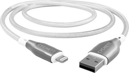 Actual product image Cygnett Armoured Lightning to USB-A cable, white, 2 m (2 m, USB 1.0)
