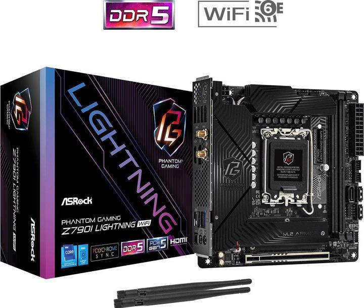 Image du produit AsRock Z790I Lightning WiFi 1700 mATX HDMI/DP DDR5 retail (LGA 1700, Intel Z790, Mini-ITX)