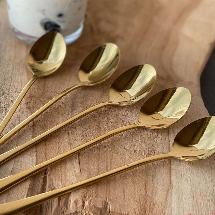 Actual product image Intirilife Ice cream spoon with long handle for dessert coffee (6 Piece, Scoops)