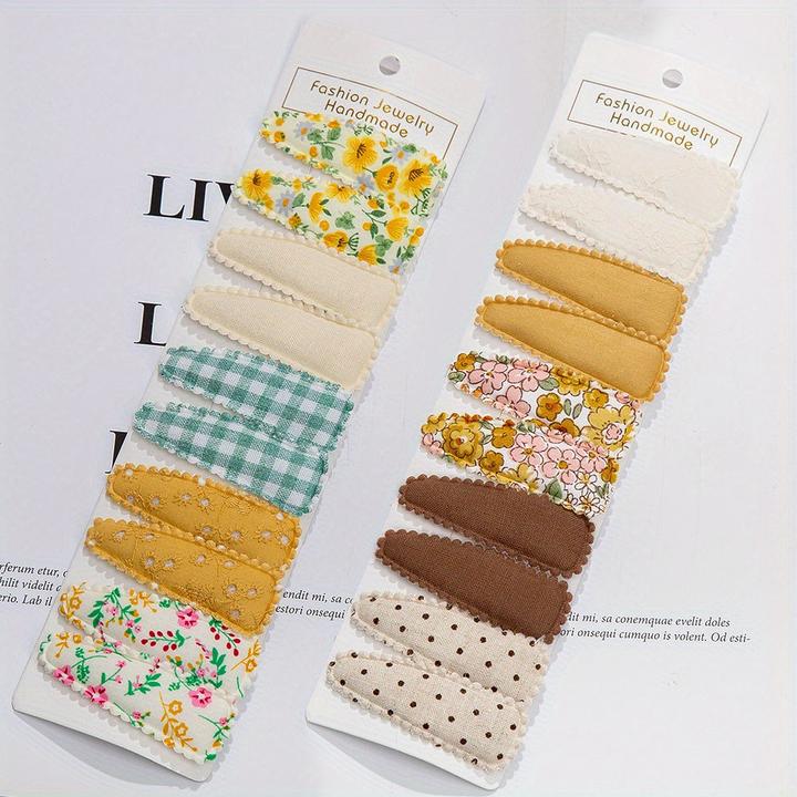 Activity Board 20pcs/2 Sets Kombination, Blumendruck Baumwolle Legierung Haar Schleife Snap Clips Set, Stoff (20 Stk.)