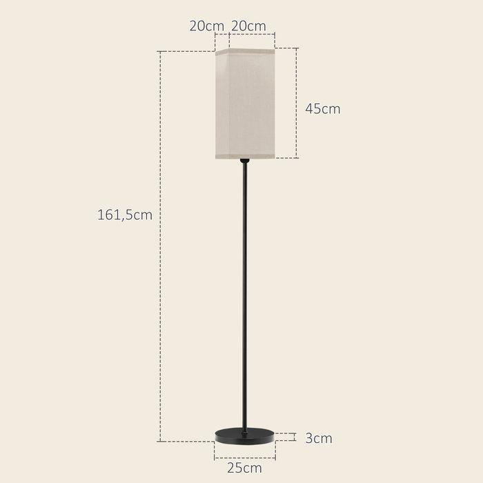 Image du produit Swisshandel24 Moderne Stehlampe mit Kunstleinen-Schirm, Fussschalter, für Wohnzimmer Schwarz (E27)