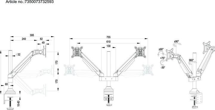 Actual product image Multibrackets MB Gas lift arm HD (Table, 32")